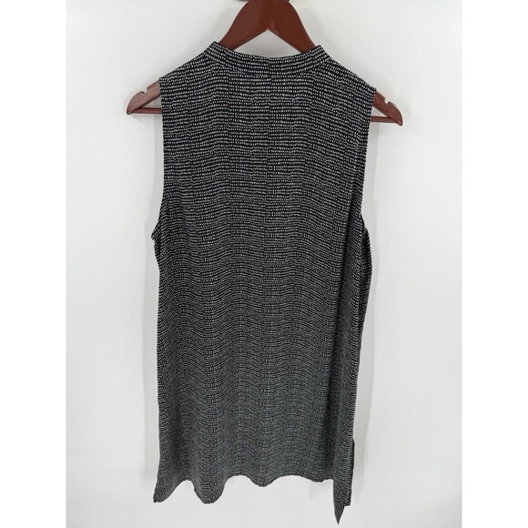 Eileen Fisher Black Polka Dot Silk Sleeveless Button Front Dress Size Large EUC - Picture 6 of 10